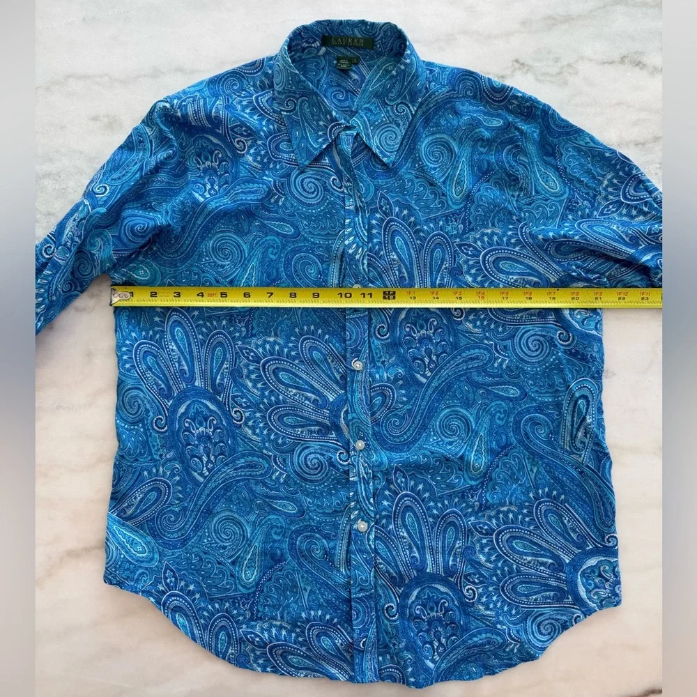 Lauren Ralph Lauren Paisley Button Down Shirt Size L - Picture 12 of 14